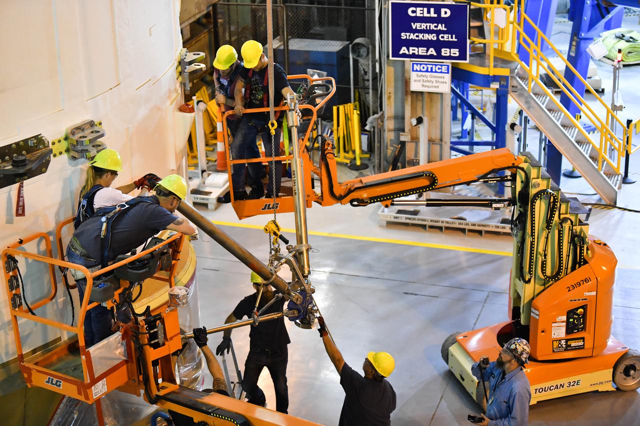 Technicians at NASA’s Michoud Assembly Facility in New Orleans rotated the engine section for NASA’s Space Launch System rocket from a vertical to horizontal position to prepare it for joining to the rest of the rocket’s core stage on Sept. 13. The engine section, which comprises the lowest portion of the 212-foot-tall stage, is the last major component to be horizontally integrated to the core stage. Michoud crews completed assembly on the flight hardware that will be used for Artemis I, the first lunar mission of SLS and NASA’s Orion spacecraft, on Aug. 29. The core stage’s two liquid propellant tanks and four RS-25 engines will produce more than 2 million pounds of thrust to send the SLS rocket and Orion on the Artemis lunar missions. The engine section houses the four RS-25 engines and includes vital systems for mounting, controlling and delivering fuel form the propellant tanks to the rocket’s engines.  Offering more payload mass, volume capability and energy to speed missions through space, the SLS rocket, along with NASA’s Gateway in lunar orbit and Orion, is part of NASA’s backbone for deep space exploration and the Artemis lunar program. No other rocket is capable of carrying astronauts in Orion around the Moon in a single mission.